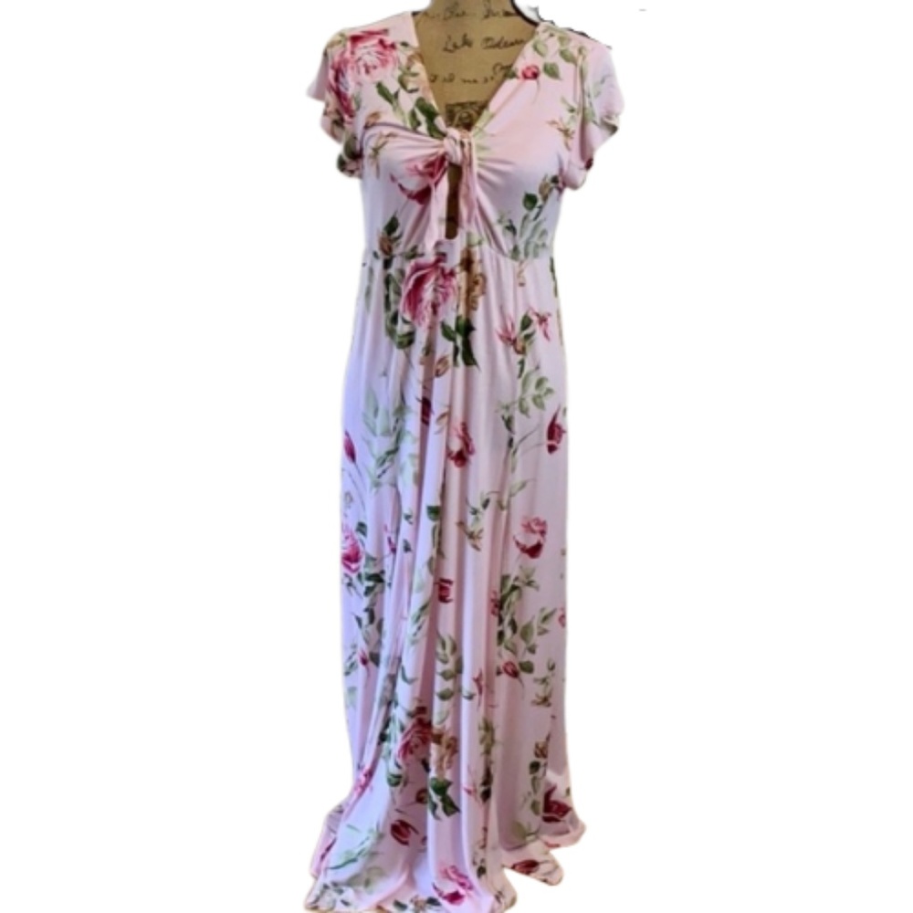 J MODE Women’s Pink Floral Maxi Long Summer Dress